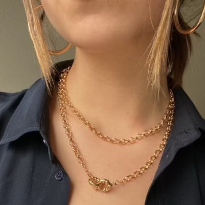 LOGAN ROUND LINK  - DOUBLE CLOSURE NECKLACE - GOLD FILLED