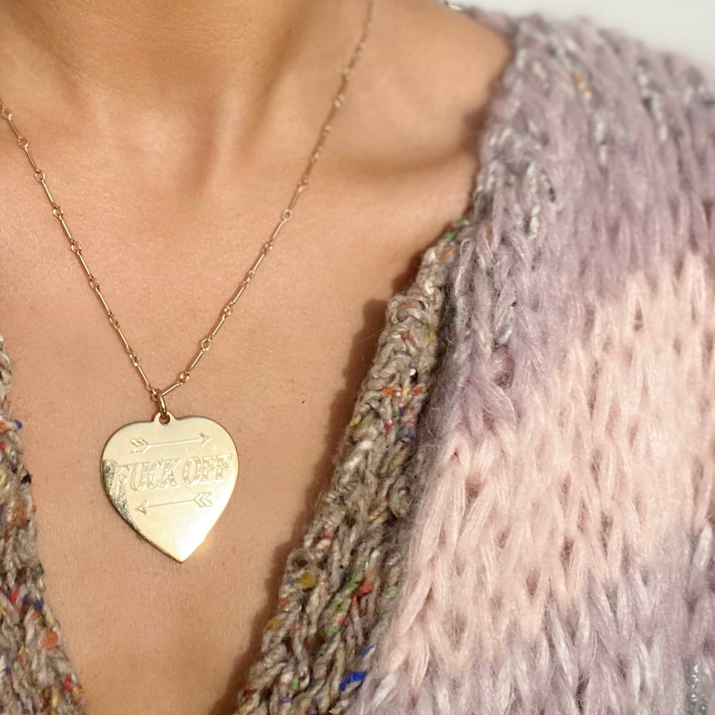 F*CK OFF - MANTRA HEART NECKLACE