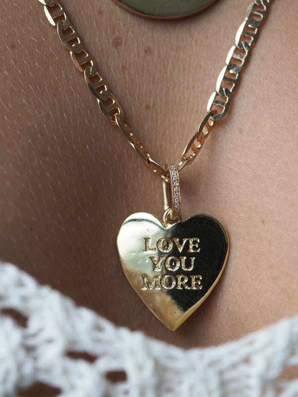 LOVE YOU MORE - MANTRA HEART NECKLACE