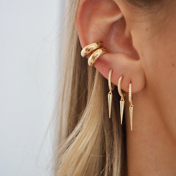 SASHA SPIKE DROP HUGGIE EARRINGS - FROM FINE TO FAUX