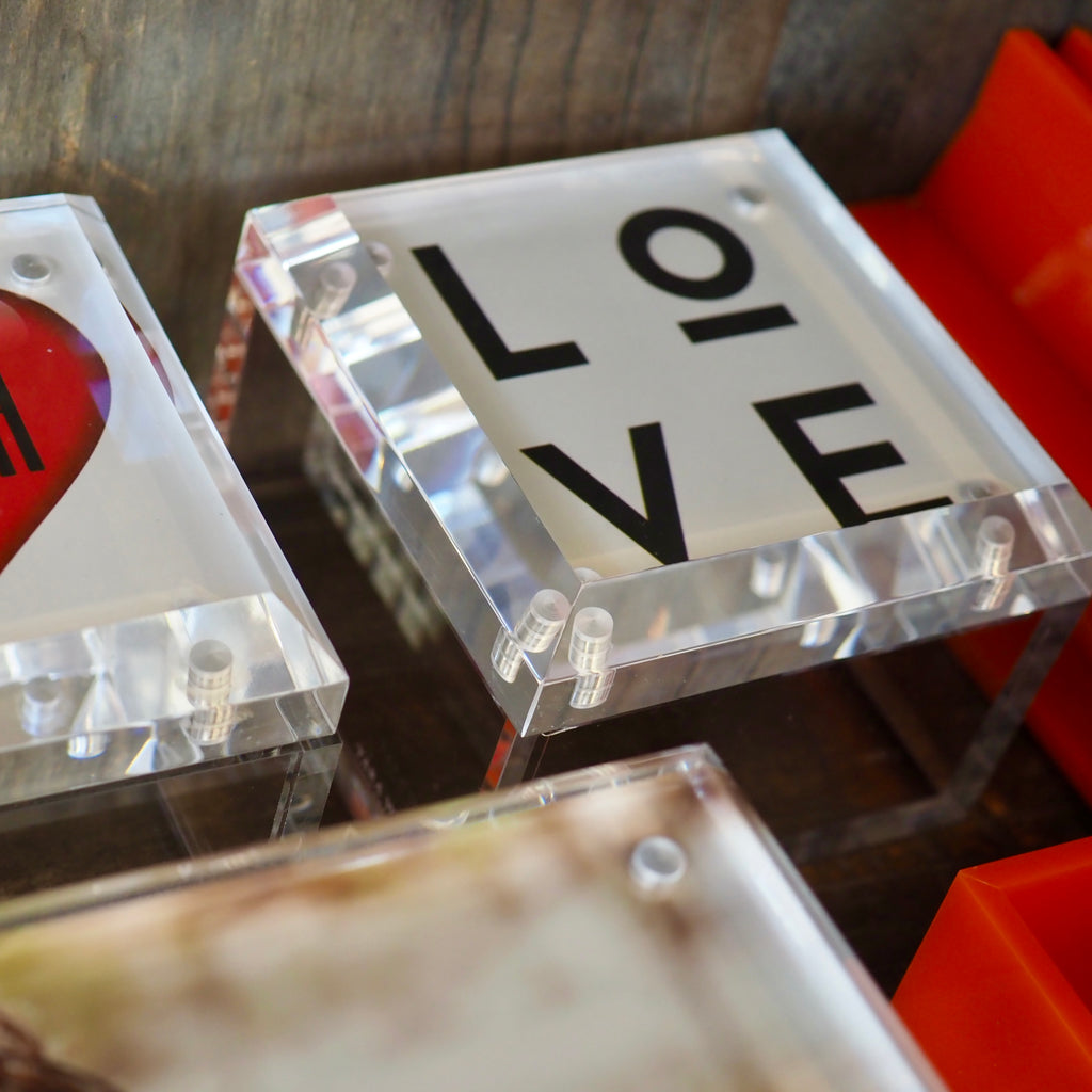 LOVE - LUCITE BOX - CLEAR 4 x4