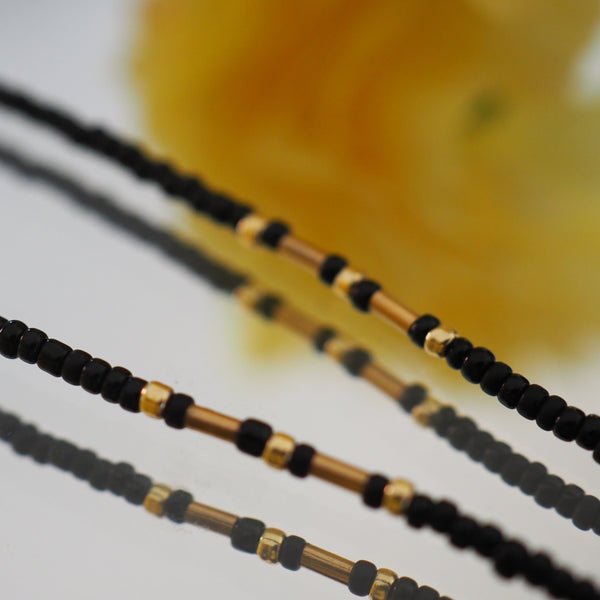 JARA BLACK + GOLD BEADED ANKLET