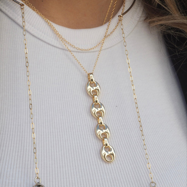 HAYLEY ROSE PUFFER LINK DROP NECKLACE