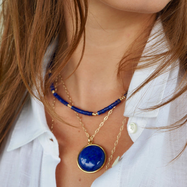 BLUE SKIES AHEAD - LAPIS LAZULI  BEADED NECKLACE