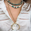 NILLIE -  BLACK - WHITE  + TURQUOISE BEADED NECKLACE