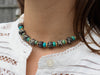 NILLIE -  BLACK - WHITE  + TURQUOISE BEADED NECKLACE