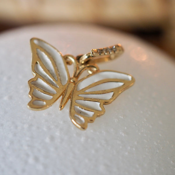 KARA WHITE  ENAMEL BUTTERFLY PENDANT