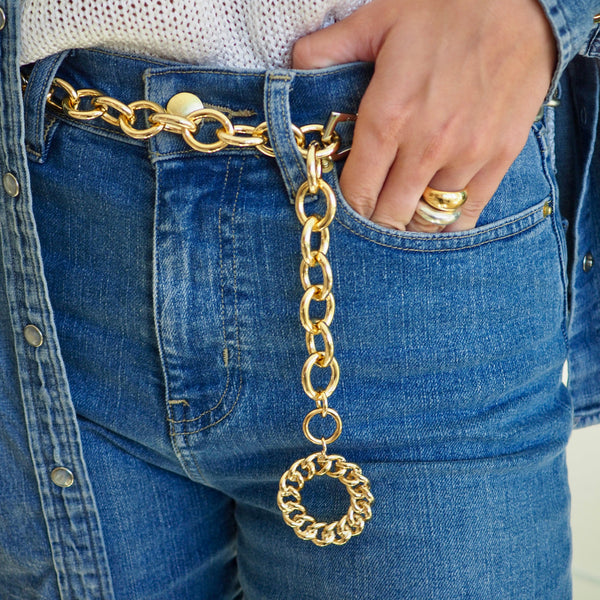 CHARLOTTE CHAIN DISC NECKLACE + BELT