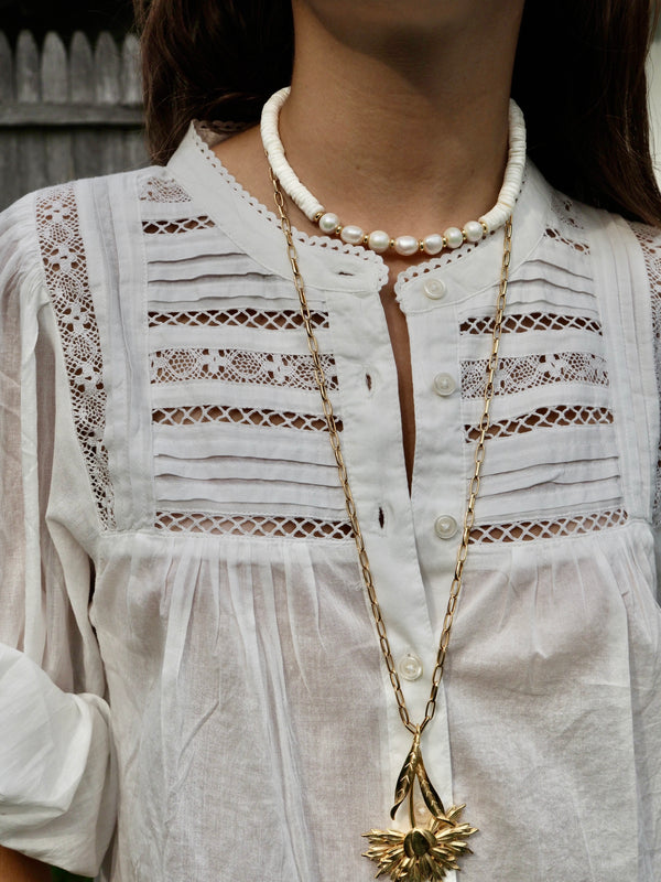 MARLEY PEARL + SHELL BEADED NECKLACE