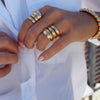 MILA DOUBLE BANDED DOMED GOLD RING