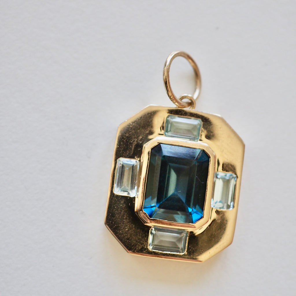 BLUE TOPAZ OCTAGON PENDANT