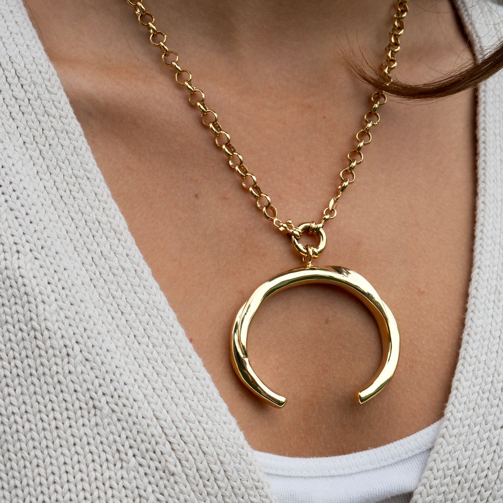 PETRA DOUBLE CRESCENT STATEMENT NECKLACE