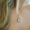 SAREE RECTANGLE BLUE TOPAZ PENDANT NECKLACE