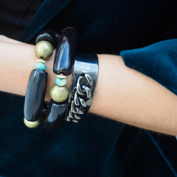 PARKE BLACK BEADED NECKLACE/BRACELET