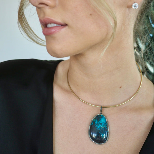 KAYLA TURQUOISE STATEMENT PENDANT NECKLACE