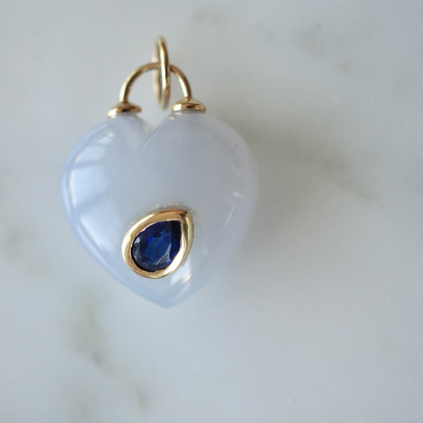 AVA SKYE CHALCEDONY  BUBBLE HEART PENDANT