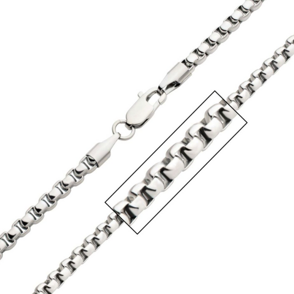 DREW STAINLESS MEN'S BOX CHAIN NECKLACE - 3MM + 5MM