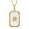 RECTANGLE SAPPHIRE CRYSTAL INITIAL NECKLACE