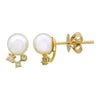 LARSON TRIPLE DIAMOND/ PEARL STUD EARRINGS