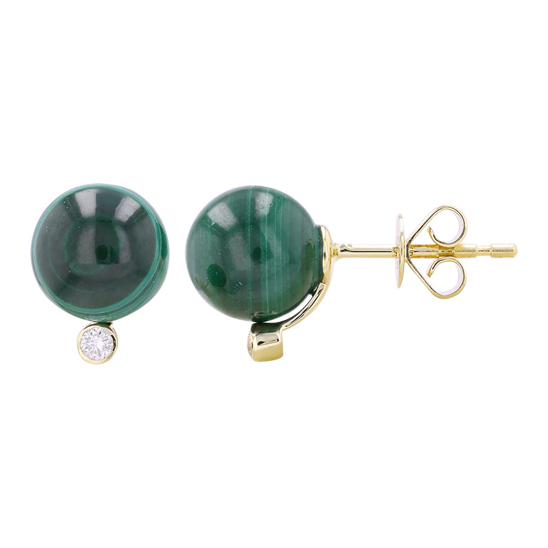 ZAK MALACHITE BALL STUD EARRINGS