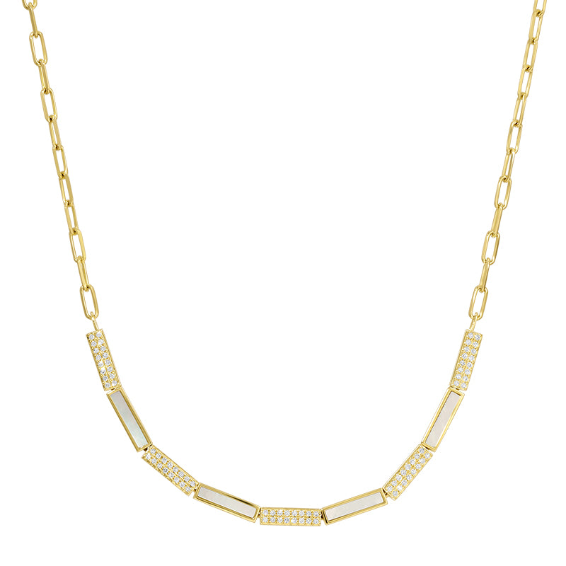 PACEE DIAMOND BAR  LINK NECKLACE.