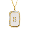 RECTANGLE SAPPHIRE CRYSTAL INITIAL NECKLACE