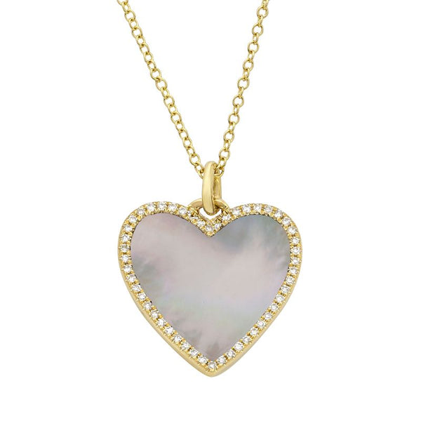 MILA MOTHER OF PEARL HEART NECKLACE