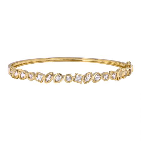 KINGSLEY WHITE TOPAZ  + GOLD BANGLE