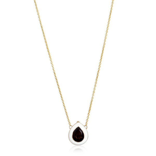 JESSE SMOKY TOPAZ/ IVORY TEARDROP NECKLACE