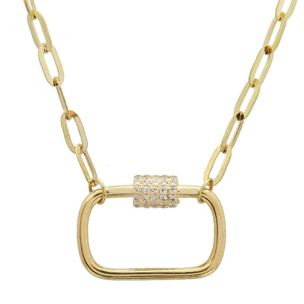 THEO GOLD + DIAMOND CARABINER NECKLACE