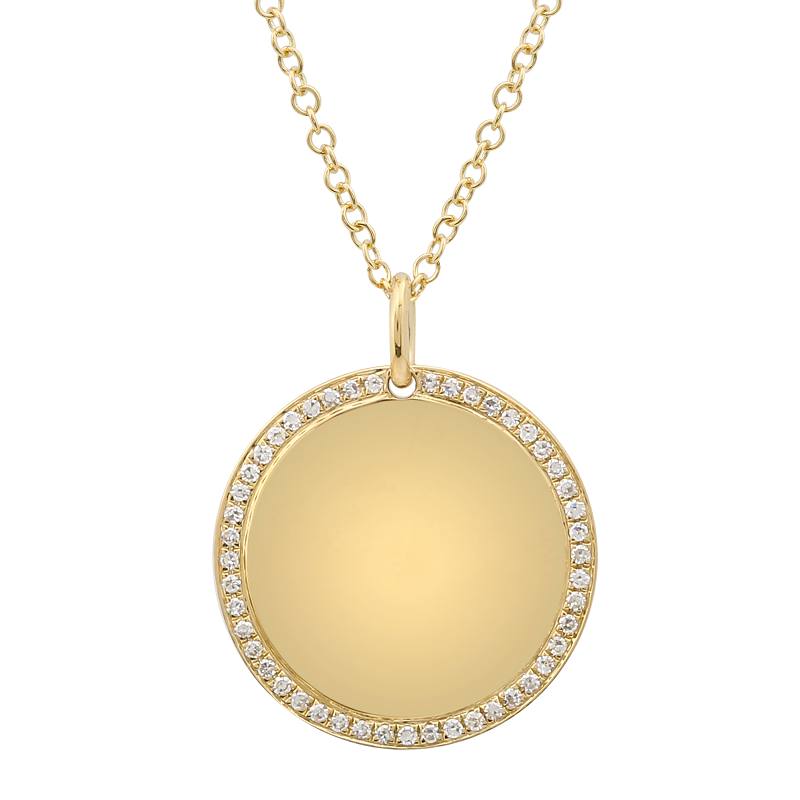 MARCI GOLD DIAMOND DISC PENDANT NECKLACE