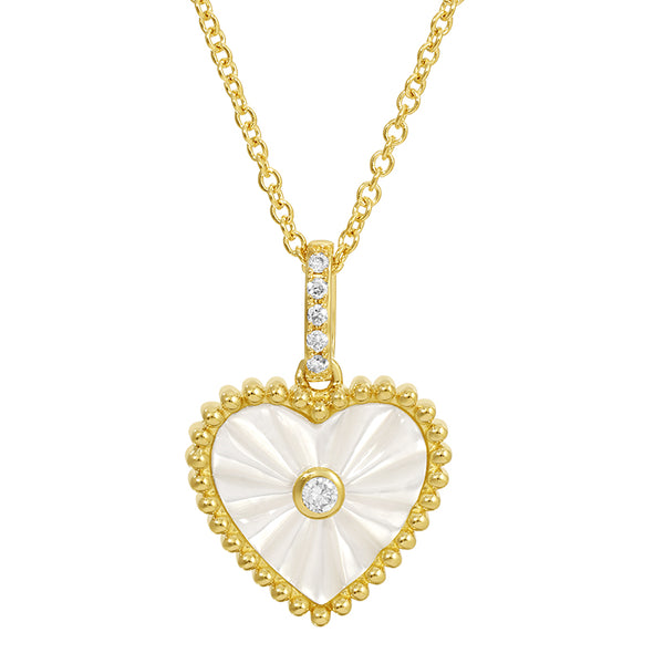 TREY MOTHER OF PEARL HEART NECKLACE