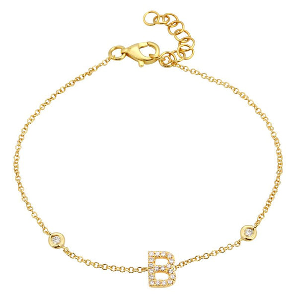 BOLD LETTER DIAMOND INITIAL BRACELET