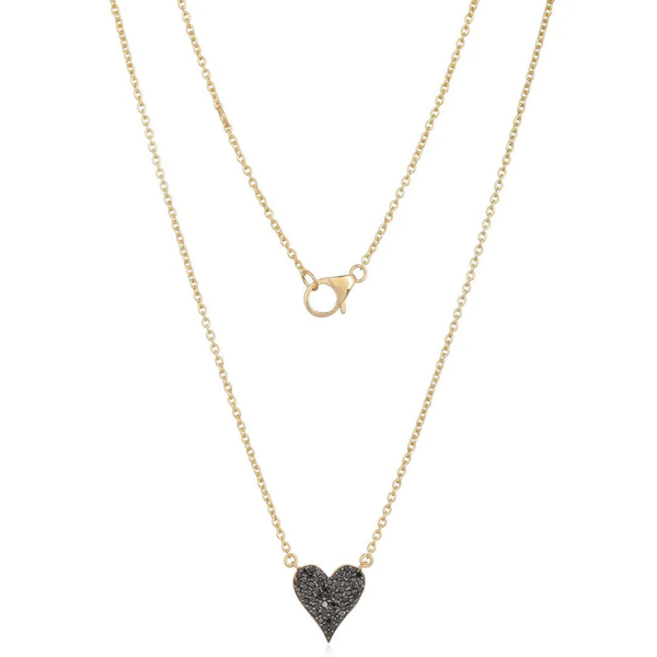 SEBASTIAN  DIAMOND HEART NECKLACES - BLACK + WHITE DIAMONDS