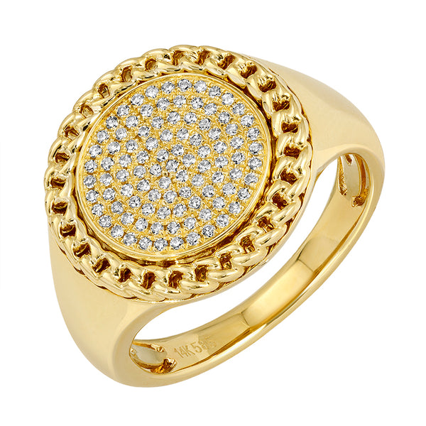 ALANA DIAMOND  CHAIN RIMMED  SIGNET RING