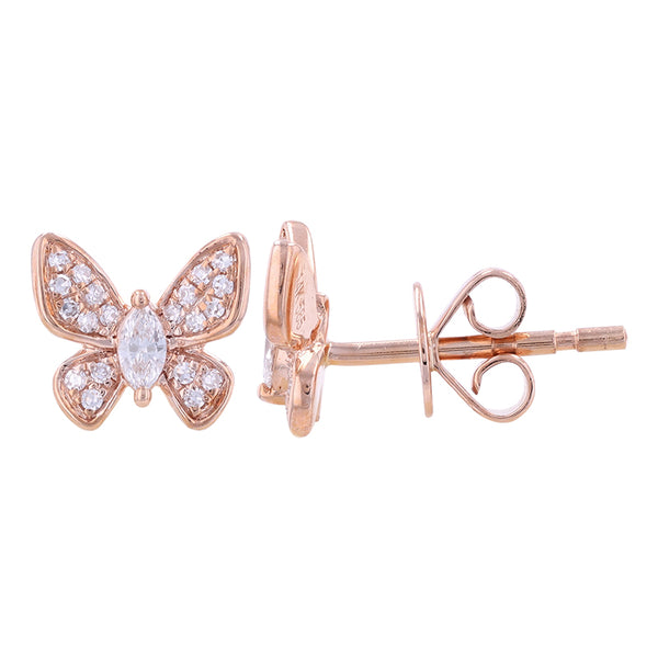 FIONA DIAMOND + GOLD BUTTERFLY STUD EARRINGS