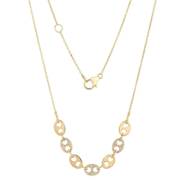 MARGAUX DIAMOND ANCHOR CHAIN + LINK CHAIN NECKLACE