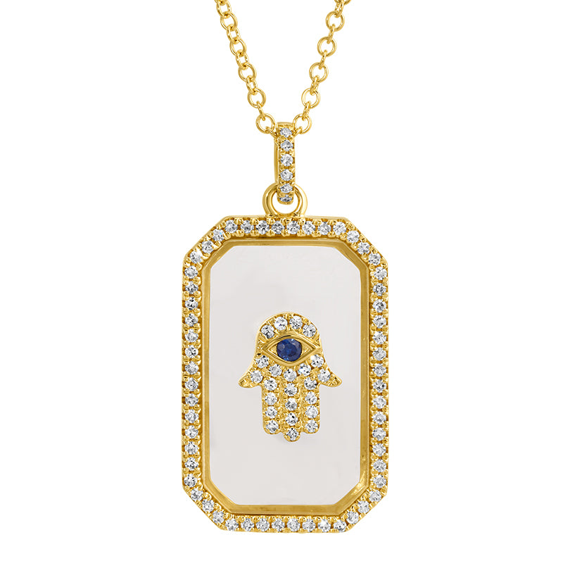 DREW RECTANGLE HAMSA PENDANT NECKLACE