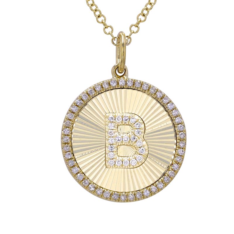 FLUTED  INITIAL DISC NECKLACE