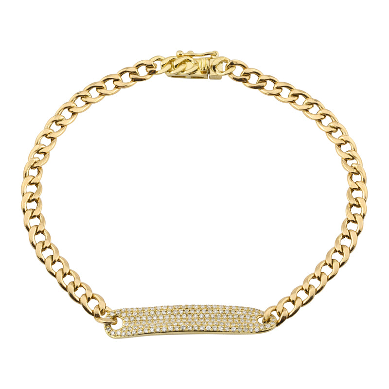 LEAH DIAMOND ID BAR CUBAN LINK BRACELET