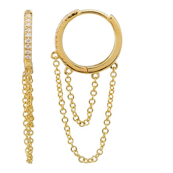 BIMINI GOLD HUGGIE CHAIN DROP EARRINGS