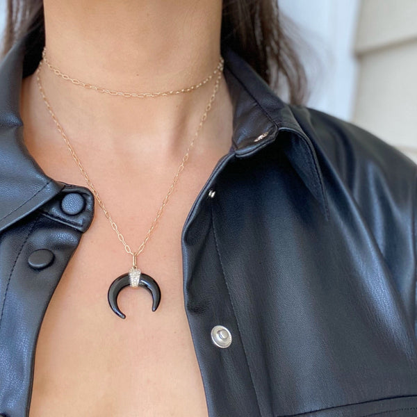 ISABELLA DOUBLE CRESCENT PENDANT NECKLACE