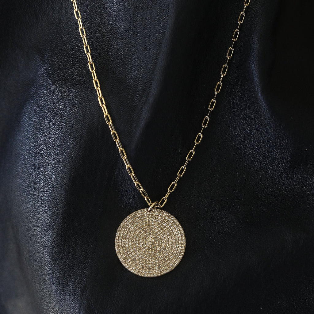 LUNA PAVE DIAMOND DISC NECKLACE