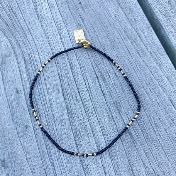 JARA BLACK + GOLD BEADED ANKLET