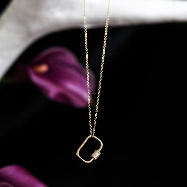 THEO GOLD + DIAMOND CARABINER NECKLACE