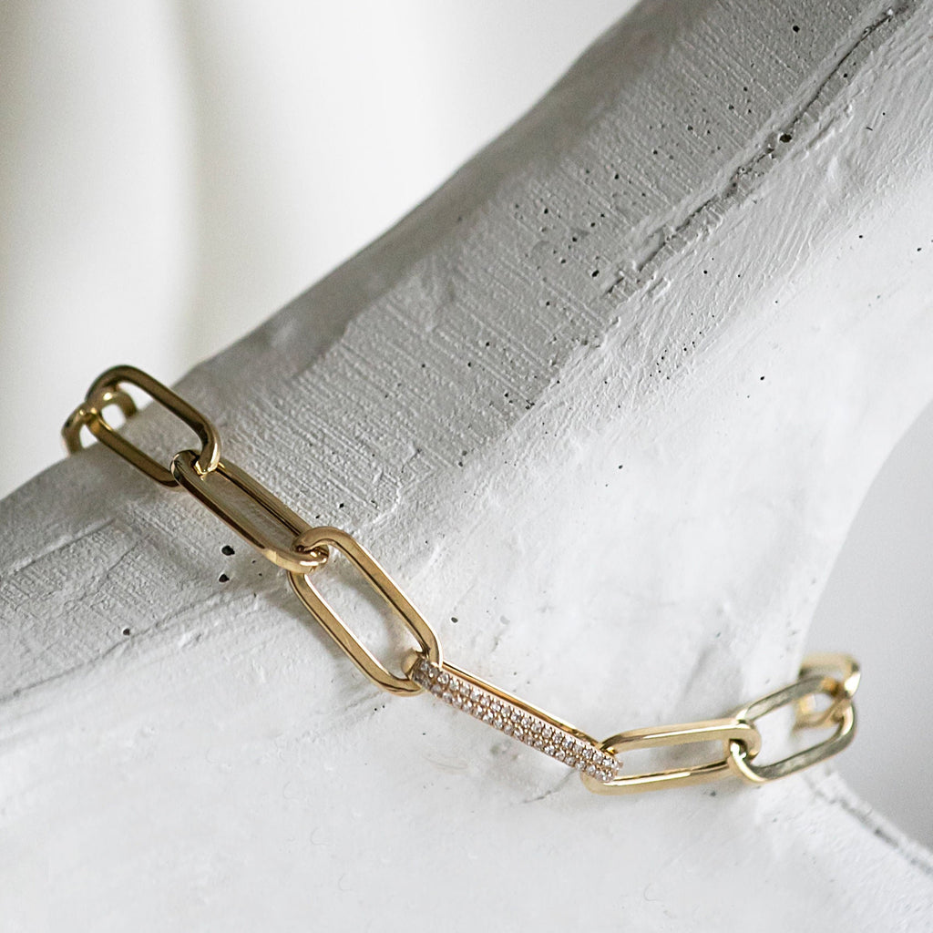 KARYN PAPERCLIP -DIAMOND LINK CHAIN BRACELET