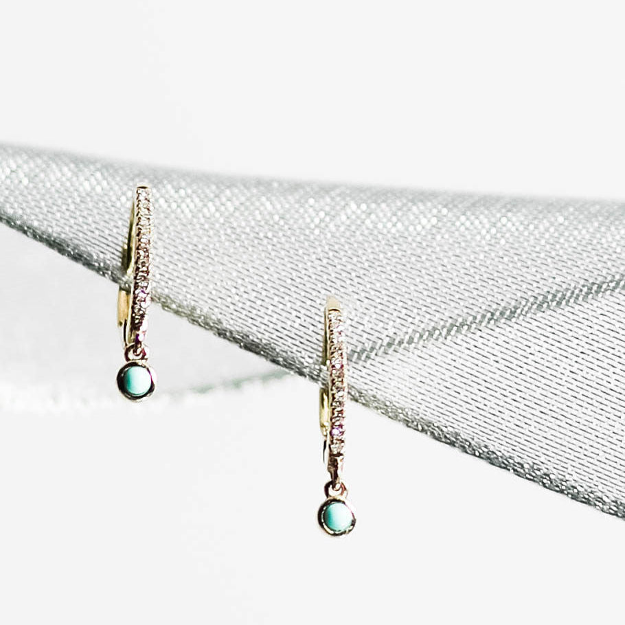 TESSA TURQUOISE BEZEL DROP EARRINGS