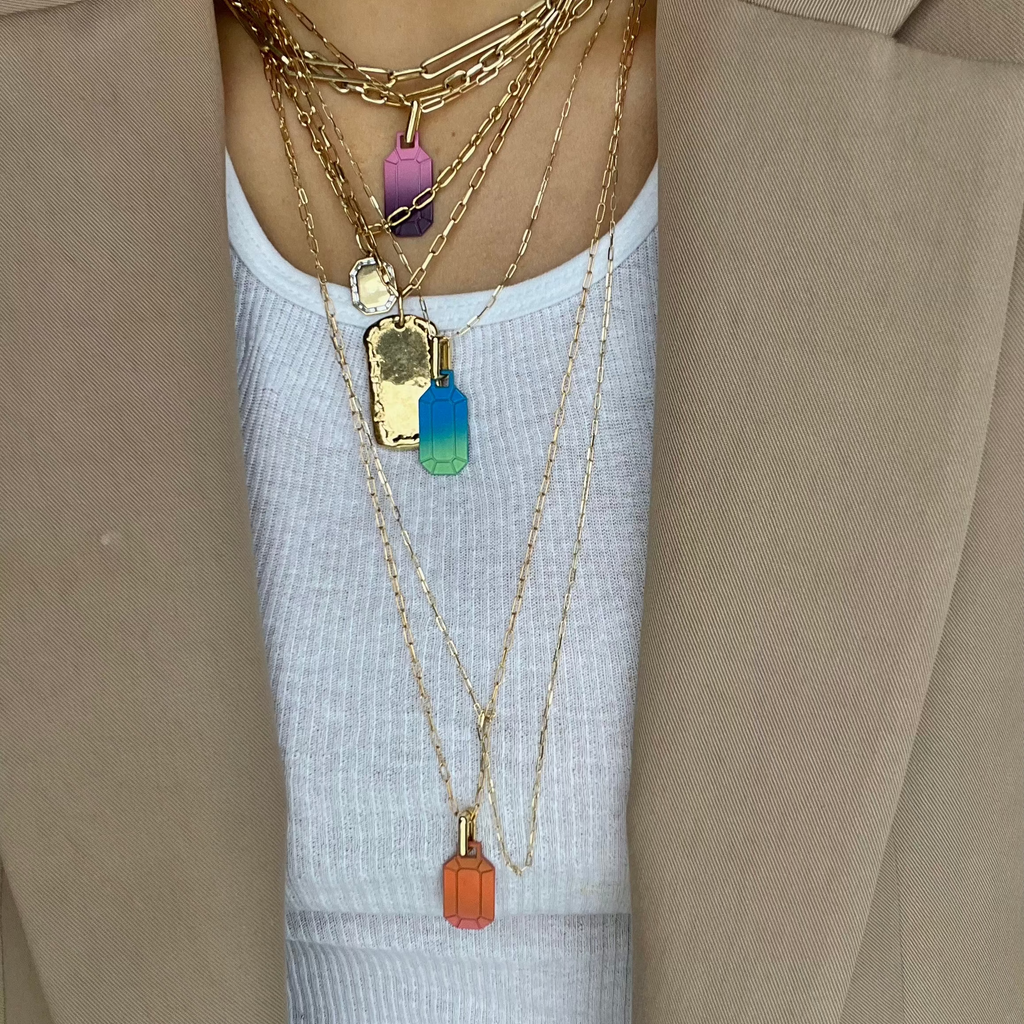 SARAH OMBRE TAG NECKLACES